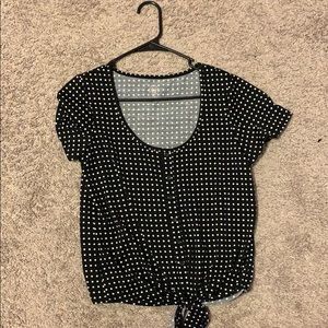 polka dot tie up tee